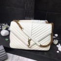 Fake YSL Classic Monogramme White Leather Flap Bag Y392738 Gold Tl15157xE84