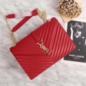 Yves Saint Laurent MONOGRAMME Calfskin Leather Shoulder Bag 26588 Red Tl15087yj81