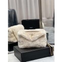 Yves Saint Laurent PUFFER BAG IN MERINO SHEARLING AND LAMBSKIN Y597476 white Tl14614MB38