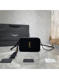 Replica Yves Saint Laurent IN SUEDE AND SMOOTH LEATHER Y520534E black Tl14766KG80