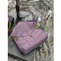 AAAAA Imitation SAINT LAURENT PUFFER SMALL CHAIN BAG IN DENIM AND SMOOTH LEATHER 577476 BLEACHED LILAC Tl14466oT91