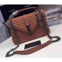 AAAAA YSL Small Classic Monogramme Flap Bag Cannage Pattern YSL4460 Brown Tl15318aM93
