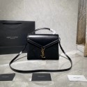 CASSANDRA MEDIUM TOP HANDLE BAG IN SMOOTH LEATHER AND SUEDE Y578001 black Tl14850Kd37