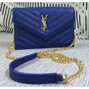 Cheap Fake YSL Classic Monogramme Flap Bag Cannage Pattern Y377828S Royal Tl15250BC48