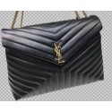 Fake Yves Saint Laurent Calfskin Leather Jumbo Tote Bag Black 464698 Gold hardware Tl14819Hj78