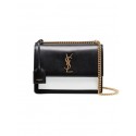Fake Yves Saint Laurent Calfskin Leather Shoulder Bag Y542206B black&white Tl14805ny77