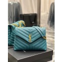 High Quality Imitation SAINT LAURENT LOULOU CHAIN BAG IN QUILTED Y LEATHER 487216 Lake blue Tl14416Vu82