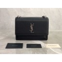 Hot Yves Saint Laurent Calfskin Leather Shoulder Bag Y542206B black&silver-Tone Metal Tl14806Nm85