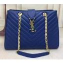 Imitation Saint Laurent Large Cabas Cannage Pattern Leather Bag Y26584 Blue Tl15284Fo38