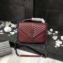 Imitation YSL Classic Monogramme Red Leather Flap Bag Y392737 Silver Tl15164SU87