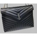 Imitation Yves Saint Laurent Calfskin Leather Jumbo Tote Bag Black 464698 Silver hardware Tl14815Nj42