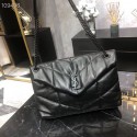 Imitation Yves Saint Laurent LOULOU PUFFER IN QUILTED CRINKLED MATTE LEATHER MEDIUM BAG Y577475 Black Tl14747SU58