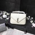 Knockoff YSL Classic Monogramme White Leather Flap Bag Y392737 Silver Tl15168WW40