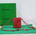 Replica Bottega Veneta Mini intreccio leather crossbody bucket bag 680217 red Tl16725HB48