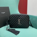 Replica Fashion Yves Saint Laurent LOU CAMERA BAG IN QUILTED LEATHER 612544 black&silver Tl14731yI43