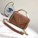 Replica SAINT LAURENT Monogram College small quilted leather shoulder bag 5809 Camel Tl15063TN94