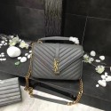 Replica YSL Classic Monogramme Grey Leather Flap Bag Y392737 Gold Tl15163BJ25