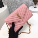 Replica YSL WOC Classic Monogramme Flap Bag Cannage Pattern Y1003 Pink Tl15140SV68