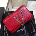 Replica Yves Saint Laurent Crocodile Leather Shoulder Bag 1456 Red Tl15078zR45