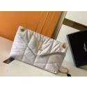 Replica Yves Saint Laurent LOULOU PUFFER SMALL BAG IN QUILTED CRINKLED MATTE LEATHER Y577476A White Tl14629iF91