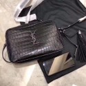 SAINT LAURENT crocodile-embossed leather cross-body bag 505730 black Tl15048Ty85