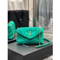 SAINT LAURENT PUFFER TOY BAG IN CANVAS AND SMOOTH LEATHER 620333 green Tl14462rh54