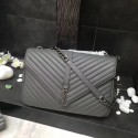 YSL Classic Monogramme Grey Leather Flap Bag Y392738 Silver Tl15150KX51