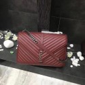 YSL Classic Monogramme Red Leather Flap Bag Y392738 Silver Tl15152Ym74