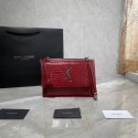 Yves Saint Laurent Calfskin Leather Shoulder Bag Y542206A red&silver-Tone Metal Tl14808hi67