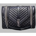 Yves Saint Laurent Calfskin Leather Shoulder Bag Y5699 black Tl14748sY95