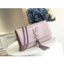 Yves Saint Laurent Crocodile Original Leather Shoulder Bag 1456 Pink&Silver Tl14823fo19