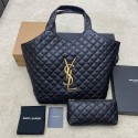 Yves Saint Laurent ICARE MAXI SHOPPING BAG IN QUILTED LAMBSKIN 698651 Black Tl14474Gh26