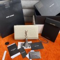 Yves Saint Laurent KATE CHAIN WALLET WITH TASSEL IN CROCODILE-EMBOSSED SHINY LEATHER 452159B WHITE Tl14498Rk60