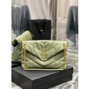 Yves Saint Laurent LOULOU PUFFER MEDIUM BAG IN QUILTED CRINKLED MATTE LEATHER Y577475 LIGHT GREEN Tl14447jo45