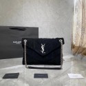 Yves Saint Laurent LOULOU PUFFER SMALL BAG SATCHEL IN SUEDE 169207 Black Tl14768Tk78