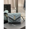Yves Saint Laurent LOULOU SMALL BAG IN Y-QUILTED SUEDE 77761 blue Tl14574DI37