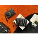 Yves Saint Laurent MONOGRAM CLUTCH IN QUILTED GRAIN DE POUDRE EMBOSSED LEATHER 617662 black Tl14565nU55