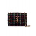 Yves Saint Laurent PUFFER SMALL BAG IN CHECKED TWEED AND LAMBSKIN 569930 multicolour Tl14524uZ84