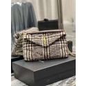 Yves Saint Laurent PUFFER SMALL BAG IN CHECKED TWEED AND LAMBSKIN Y597476 BEIGE Tl14610lk46