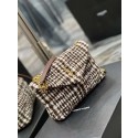 Yves Saint Laurent PUFFER SMALL BAG IN CHECKED TWEED AND LAMBSKIN Y597477 BEIGE Tl14609Kf26