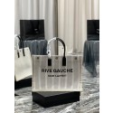Yves Saint Laurent RIVE GAUCHE TOTE BAG IN LINEN AND SMOOTH LEATHER 499290 Tl14473vN22