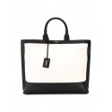 Yves Saint Laurent SHOPPING TAG IN CANVAS AND LEATHER Y615719 black&white Tl14789nQ90