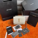Yves Saint Laurent SUNSET SMALL CHAIN BAG IN CROCODILE EMBOSSED LEATHER Y533036b WHITE Tl14501qM91