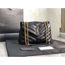 AAA 1:1 Yves Saint Laurent Calfskin Leather Tote Bag Black 464678 Gold hardware Tl14852vi59