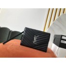 Imitation High Quality Yves Saint Laurent MONOGRAM CLUTCH IN QUILTED GRAIN DE POUDRE EMBOSSED LEATHER B617662 black Tl14563Bo39