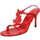 Knockoff YSL sexy logo-displayed strapy high heel sandals red Tl15579tp21