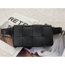 Replica Top Bottega Veneta CASSETTE Mini intreccio leather belt bag 651053 black Tl16790ll80