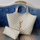 Replica Yves Saint Laurent ICARE MAXI SHOPPING BAG IN QUILTED LAMBSKIN 698652 white Tl14338EO56