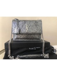 AAAAA Yves Saint Laurent SUNSET SMALL CHAIN BAG IN SHINY SCALE-EMBOSSED LEATHER Y544296 silver Tl14642Qa67
