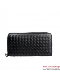 Best Quality Bottega Veneta BV5017 Intrecciato Nappa Zip Around Wallet Black Tl17469xb51